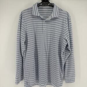 Jim Nantz By Vineyard Vines Pima Cotton Shirt Polo Men Large White Blue Stripe